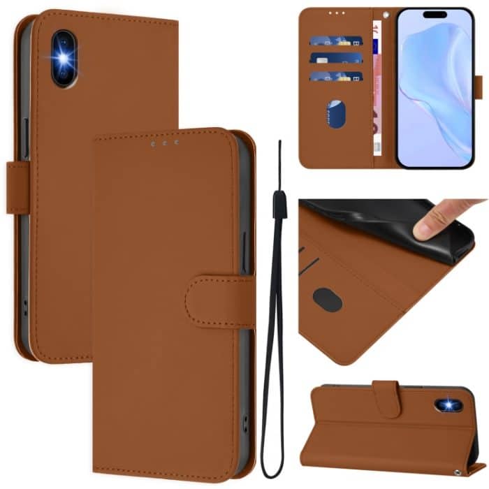 Skin Feel Handyhülle aus einfarbigem Leder mit Umhängeband, For iPhone XS / X – Bild 1