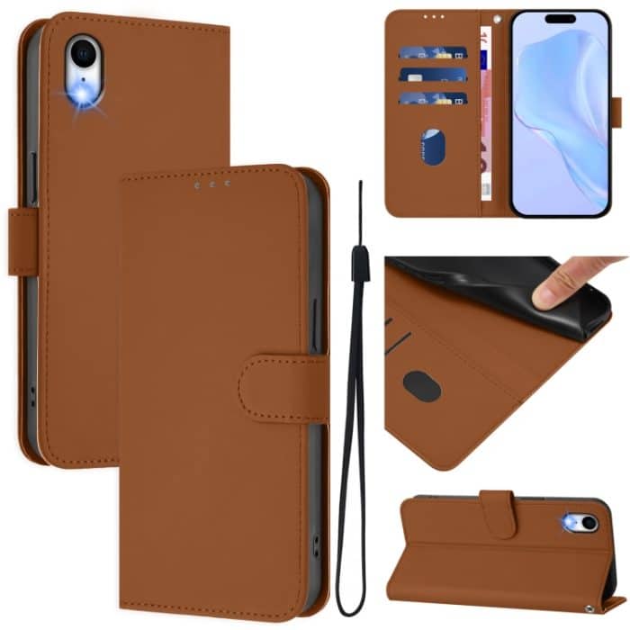 EDA007222725A.jpg Skin Feel Handyhülle aus einfarbigem Leder mit Umhängeband, For iPhone XR – Bild 1