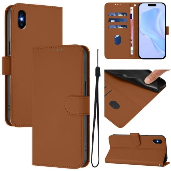 EDA007222726A.jpg Skin Feel Handyhülle aus einfarbigem Leder mit Umhängeband, For iPhone XS Max – Bild 1