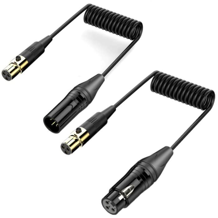 Audio-Mixer-Mini-Mikrofon, gewickeltes Audiokabel, Länge: 0,5 m, Mini XLR Female to XLR Male, Mini XLR Female to XLR Female – Bild 2