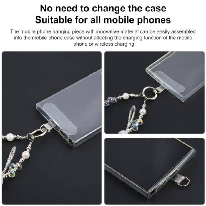 Kurzes Schlüsselband mit Kristallperlen und Anti-Verlust-Handykette – Bild 3