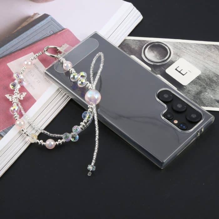 Kurzes Schlüsselband mit Kristallperlen und Anti-Verlust-Handykette – Bild 6