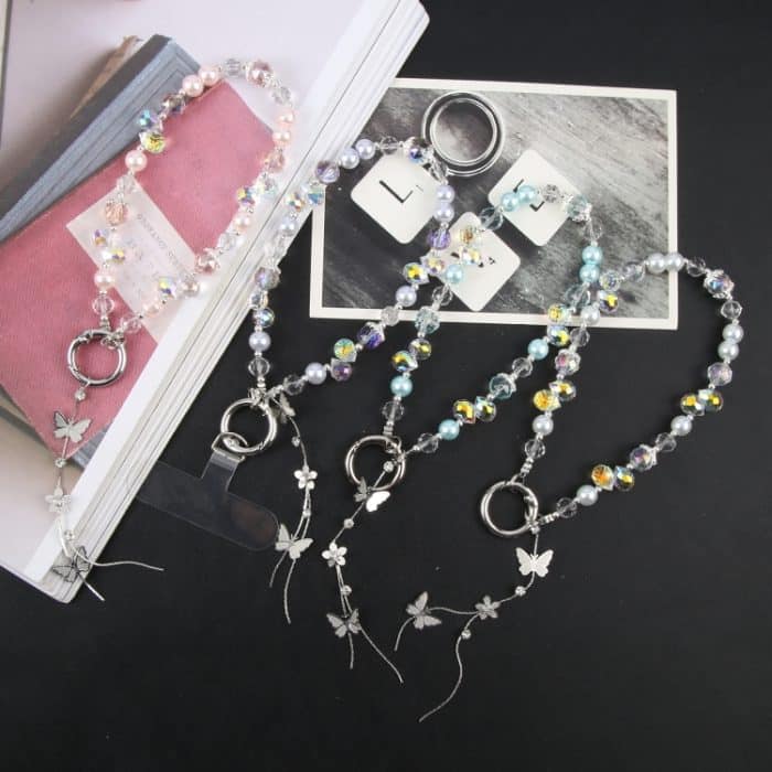Legierung Schmetterling Perlen Armband Anti-Lost Telefon Kurze Lanyard – Bild 2