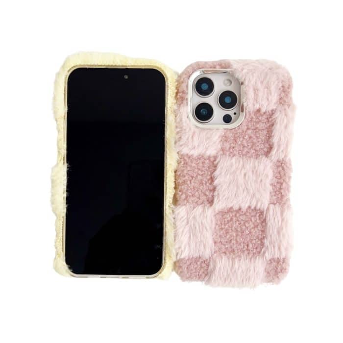 Handyhülle aus Plüsch mit quadratischem Gittermuster, For iPhone 16 Pro Max, For iPhone 16 Pro, For iPhone 16 Plus, For iPhone 16, For iPhone 15 Pro Max, For iPhone 15 Pro – Bild 3