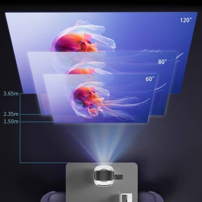 TS-2 1920 x 1080P 240ANSI HiSilicon 352 Android 9.0 Teleskopprojektor, US Plug, UK Plug, EU Plug – Bild 6