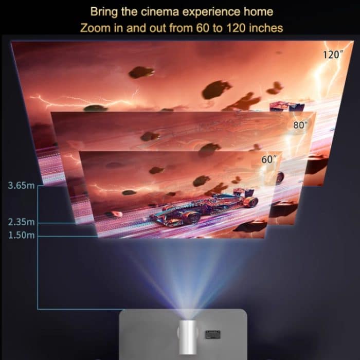 TS-3 1280x720P 260ANSI HiSilicon 352 Android 9.0 Teleskopprojektor, US Plug, UK Plug, EU Plug – Bild 4