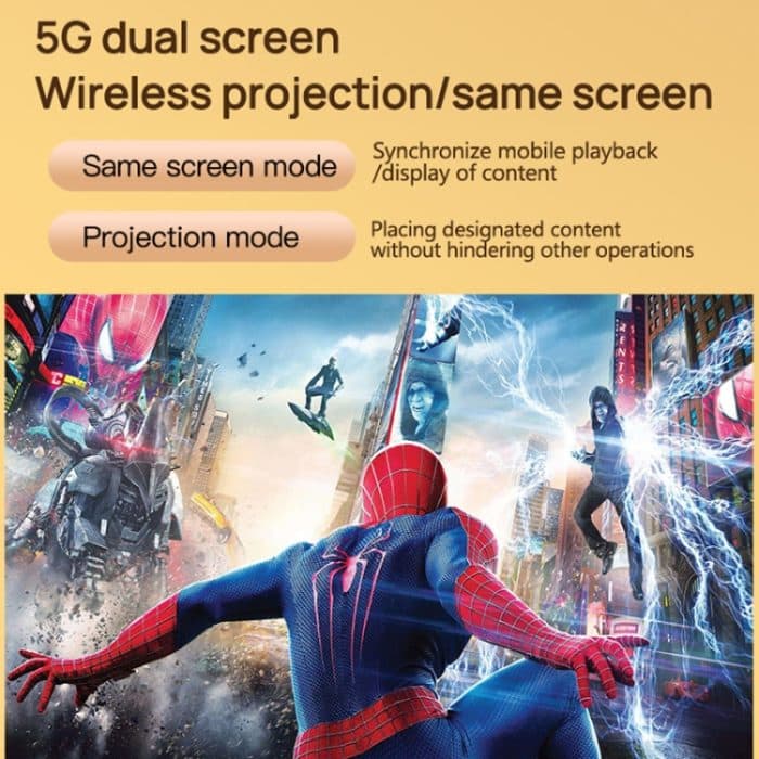 TZ-1 1080P 280ANSI HiSilicon 352 Android 9.0 Faltbarer PTZ-Standprojektor, US Plug, UK Plug, EU Plug – Bild 11