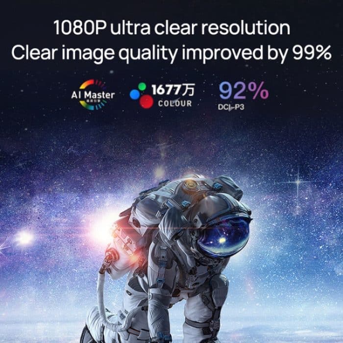 TZ-1 1080P 280ANSI HiSilicon 352 Android 9.0 Faltbarer PTZ-Standprojektor, US Plug, UK Plug, EU Plug – Bild 8