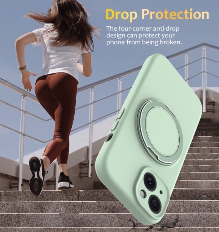 MagSafe-Telefonhülle aus flüssigem Silikon mit drehbarem Halter, For iPhone 15, For iPhone 14 Plus, For iPhone 14, For iPhone 14 Pro – Bild 3