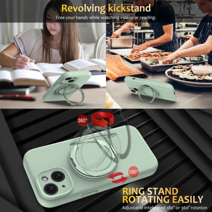 MagSafe-Telefonhülle aus flüssigem Silikon mit drehbarem Halter, For iPhone 15, For iPhone 14 Plus, For iPhone 14, For iPhone 14 Pro – Bild 6