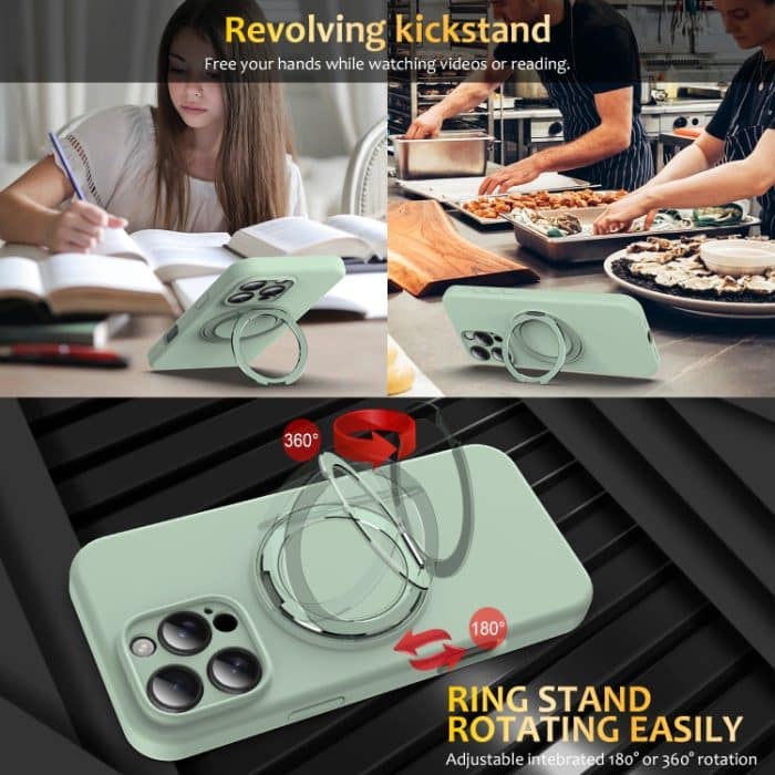MagSafe-Telefonhülle aus flüssigem Silikon mit drehbarem Halter, For iPhone 14 Pro Max, For iPhone 13 Pro Max, For iPhone 13 Pro, For iPhone 13 – Bild 6