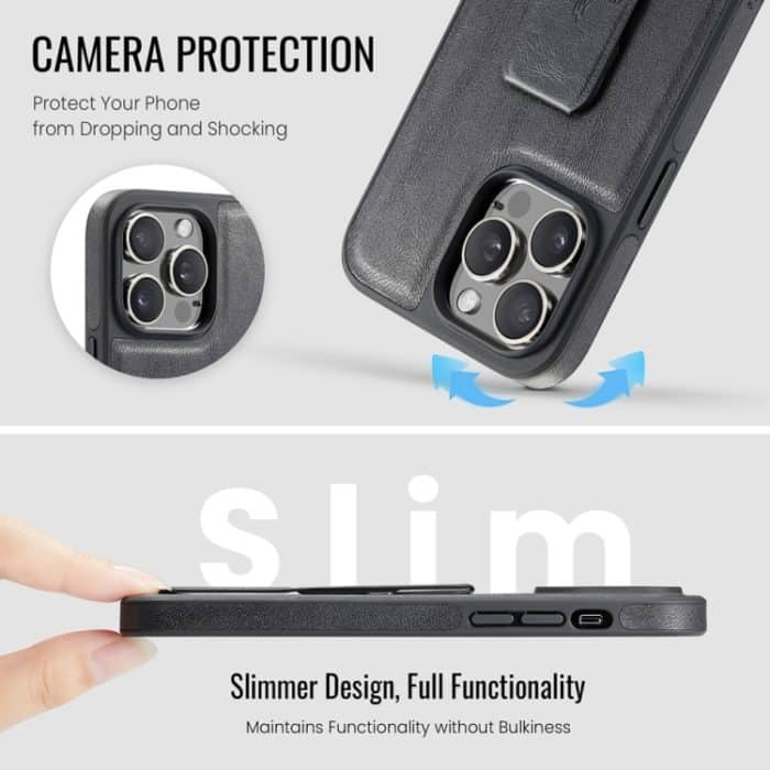 Fierre Shann Ölwachs-Telefonhülle aus Rindsleder mit Halterung auf der Rückseite, For iPhone 12 / 12 Pro, For iPhone 12 Pro Max – Bild 5