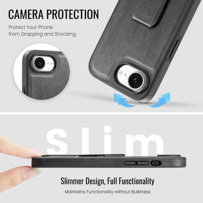 Fierre Shann Ölwachs-Telefonhülle aus Rindsleder mit Halterung auf der Rückseite, For iPhone 16e, For iPhone 16 Pro Max, For iPhone 16 Pro, For iPhone 16 Plus – Bild 5