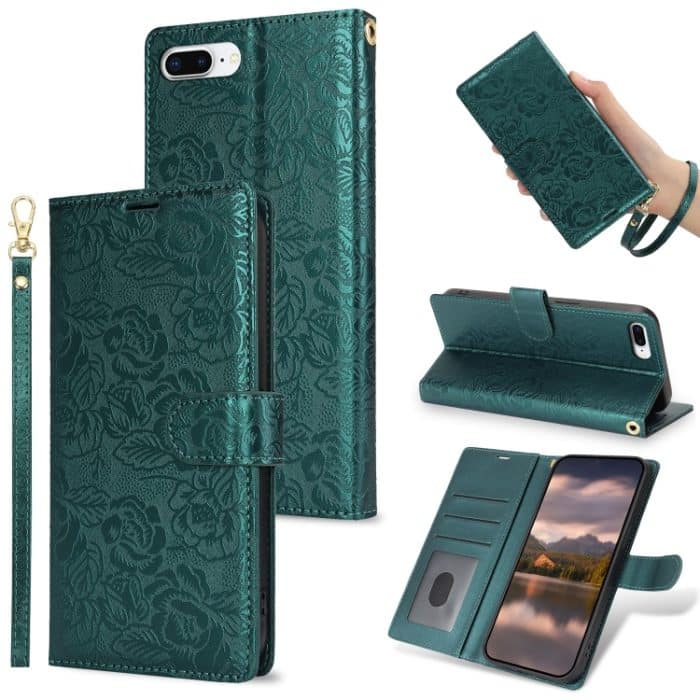 Handyhülle aus Leder mit Pfingstrosen-Blumen-Aufdruck, For iPhone 7 Plus / 8 Plus – Bild 1
