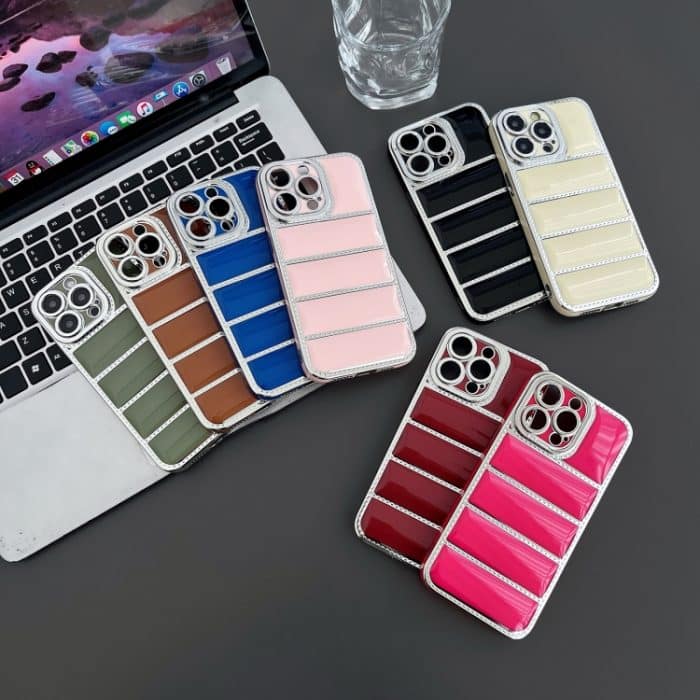 Galvanisierte Eiderdaunen-TPU-Telefonhülle mit silbernem Rand, For iPhone 16, For iPhone 15 Pro Max, For iPhone 15 Pro – Bild 2