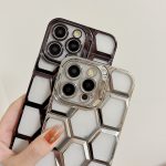 Galvanische Lasergravur 3D Waben Transparente TPU Handyhülle, For iPhone 15 Pro Max, For iPhone 15 Pro, For iPhone 15, For iPhone 14 – Bild 3