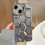 Galvanische Lasergravur 3D Honeycomb Glitter TPU Handyhülle, For iPhone 13, For iPhone 12, For iPhone 12 Pro Max, For iPhone 12 Pro