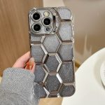 Galvanische Lasergravur 3D Honeycomb Glitter TPU Handyhülle, For iPhone 16 Pro Max, For iPhone 16 Pro, For iPhone 16 Plus, For iPhone 16
