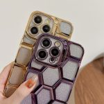 Galvanische Lasergravur 3D Honeycomb Glitter TPU Handyhülle, For iPhone 14 Pro, For iPhone 14 Pro Max, For iPhone 13 Pro Max, For iPhone 13 Pro – Bild 3