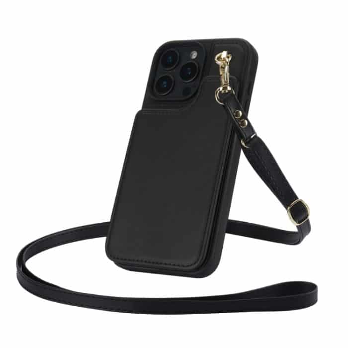 Crossbody-Telefonhülle aus Leder mit zwei Schnallen und Geldbörse auf der Rückseite, For iPhone 15 Pro Max, For iPhone 15 Pro, For iPhone 15 Plus, For iPhone 15 – Bild 3