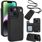 Crossbody-Telefonhülle aus Leder mit zwei Schnallen und Geldbörse auf der Rückseite, For iPhone 14 Plus, For iPhone 14 / 13, For iPhone 14 Pro, For iPhone 14 Pro Max