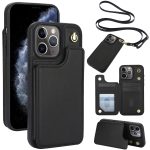 Crossbody-Telefonhülle aus Leder mit zwei Schnallen und Geldbörse auf der Rückseite, For iPhone 11 Pro Max, For iPhone 11, For iPhone 11 Pro