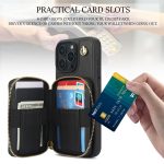 AwQuer Crossbody Reißverschluss Geldbörse Rautenförmige Lederrückseite Handyhülle, For iPhone 16 Pro Max, For iPhone 16 Pro, For iPhone 16 Plus – Bild 6