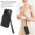 AwQuer Crossbody Reißverschluss Geldbörse Rautenförmige Lederrückseite Handyhülle, For iPhone 16, For iPhone 15 Pro Max, For iPhone 15 Pro – Bild 5