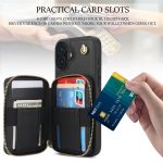 AwQuer Crossbody Reißverschluss Geldbörse Rautenförmige Lederrückseite Handyhülle, For iPhone 16, For iPhone 15 Pro Max, For iPhone 15 Pro – Bild 6