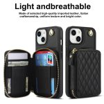 AwQuer Crossbody Reißverschluss Geldbörse Rautenförmige Lederrückseite Handyhülle, For iPhone 14 / 13, For iPhone 14 Pro, For iPhone 14 Pro Max – Bild 2