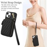 AwQuer Crossbody Reißverschluss Geldbörse Rautenförmige Lederrückseite Handyhülle, For iPhone 14 / 13, For iPhone 14 Pro, For iPhone 14 Pro Max – Bild 5