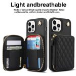 AwQuer Crossbody Reißverschluss Geldbörse Rautenförmige Lederrückseite Handyhülle, For iPhone 12 / 12 Pro, For iPhone 12 Pro Max, For iPhone 11 Pro Max – Bild 2