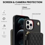AwQuer Crossbody Reißverschluss Geldbörse Rautenförmige Lederrückseite Handyhülle, For iPhone 12 / 12 Pro, For iPhone 12 Pro Max, For iPhone 11 Pro Max – Bild 3