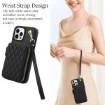 AwQuer Crossbody Reißverschluss Geldbörse Rautenförmige Lederrückseite Handyhülle, For iPhone 12 / 12 Pro, For iPhone 12 Pro Max, For iPhone 11 Pro Max – Bild 5