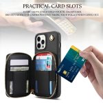 AwQuer Crossbody Reißverschluss Geldbörse Rautenförmige Lederrückseite Handyhülle, For iPhone 12 / 12 Pro, For iPhone 12 Pro Max, For iPhone 11 Pro Max – Bild 6