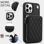 AwQuer Crossbody Reißverschluss Geldbörse Rautenförmige Lederrückseite Handyhülle, For iPhone 12 / 12 Pro, For iPhone 12 Pro Max, For iPhone 11 Pro Max – Bild 7