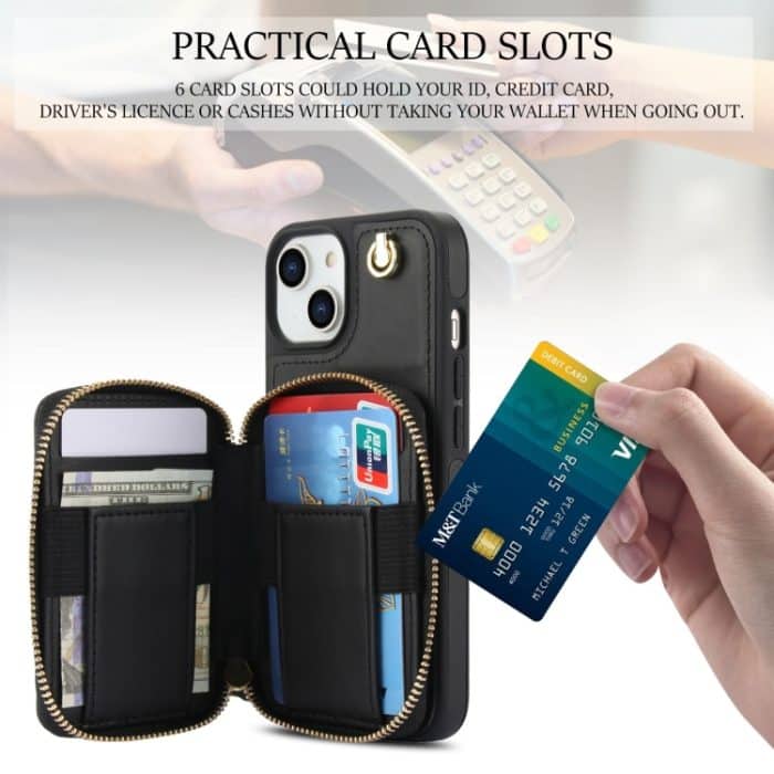 AwQuer Crossbody Reißverschluss Geldbörse Rautenförmige Lederrückseite Handyhülle, For iPhone 11, For iPhone 11 Pro, For iPhone X / XS – Bild 6