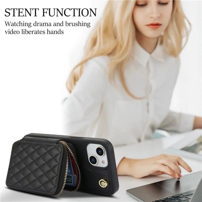 AwQuer Crossbody Reißverschluss Geldbörse Rautenförmige Lederrückseite Handyhülle, For iPhone 11, For iPhone 11 Pro, For iPhone X / XS – Bild 8