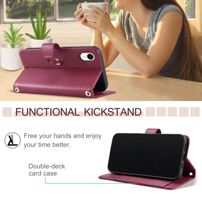 Handyhülle aus Leder mit rhombischer Ringschnalle, For iPhone XR, For iPhone XS Max, For iPhone 7 Plus / 8 Plus – Bild 7