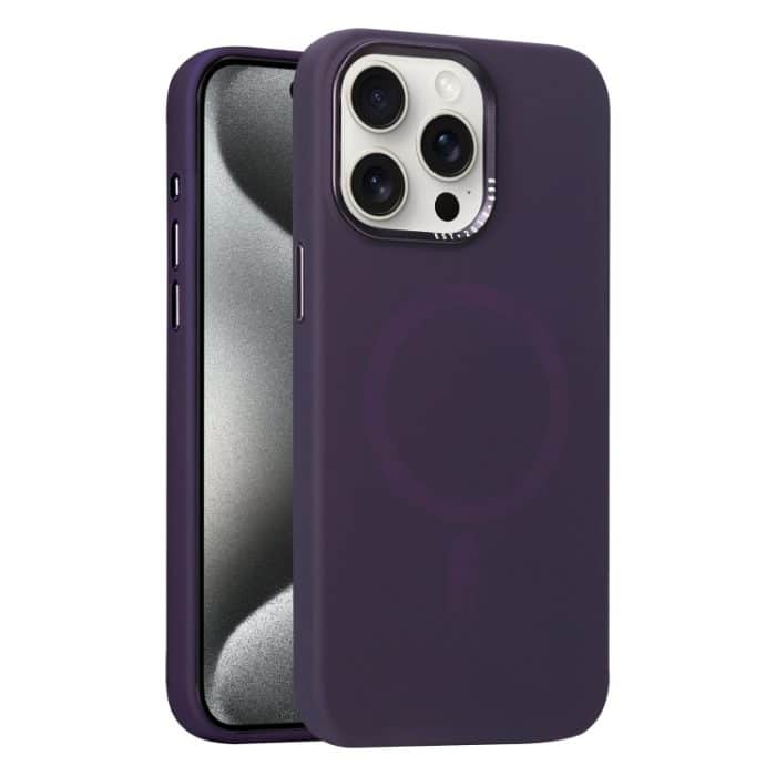 Metalllinsenrahmen Flüssigsilikon MagSafe Telefonhülle, For iPhone 15 Pro Max – Bild 1