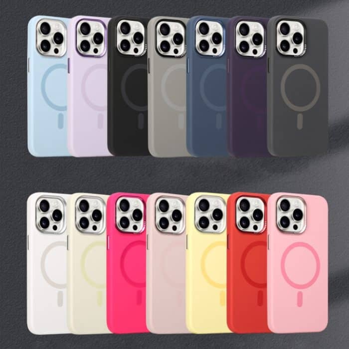 Metalllinsenrahmen Flüssigsilikon MagSafe Telefonhülle, For iPhone 15 Pro Max – Bild 2