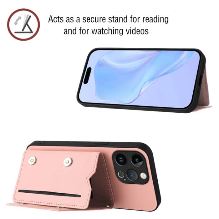 Skin Feel Handyhülle mit vier Kartenfächern und Handschlaufe, For iPhone 15 Pro Max, For iPhone 15 Pro, For iPhone 15 Plus, For iPhone 15 – Bild 4