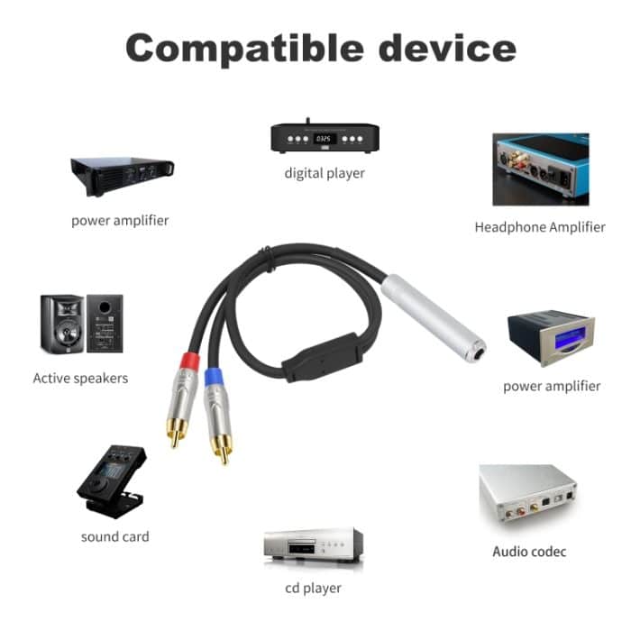 6,35 mm 1/4 TRS Stereo Buchse auf Dual Cinch Stecker Y-Typ Audiokabel, 6.35mm F to 2 RCA – Bild 6