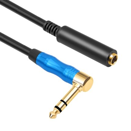 6,35 mm 1/4 TRS-Stereo-Kniestückstecker auf Buchse für E-Gitarren-Audiokabel, 0.3m, 1m, 1.8m