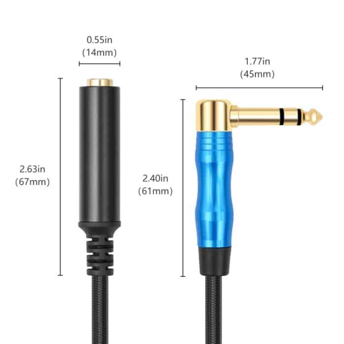6,35 mm 1/4 TRS-Stereo-Kniestückstecker auf Buchse für E-Gitarren-Audiokabel, 0.3m, 1m, 1.8m – Bild 3