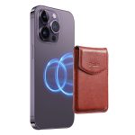 Denior V14 MagSafe magnetische Telefon-Kartenhülle aus echtem Leder