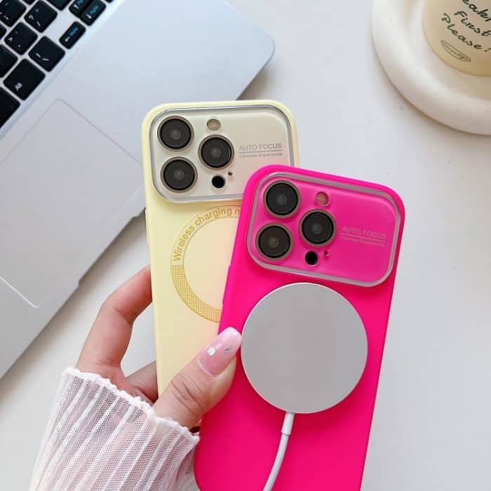 Großes Fenster Acrylglaslinse MagSafe Silikon-Telefonhülle, For iPhone 16 Pro Max – Bild 3