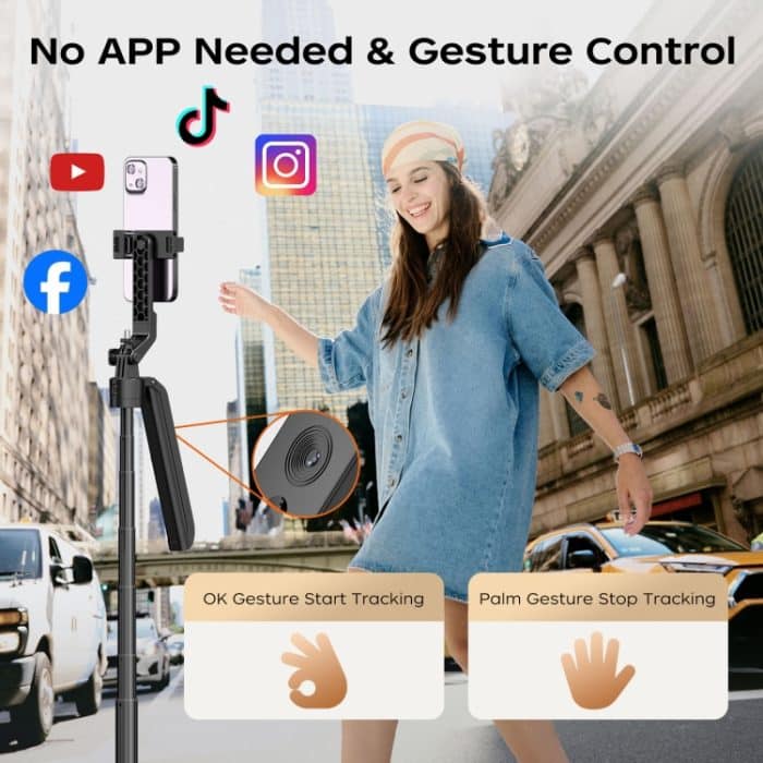 FUNSNAP A6 360 Grad Al Gimbal Selfie Stick Smart Face Tracking Integriertes Stativ, A6 – Bild 6