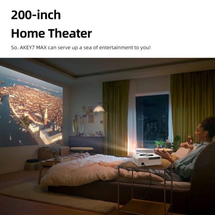 AUN AKEY7 MAX 1920x1080P HD Android LCD-Projektor, US Plug, UK Plug, EU Plug, AU Plug – Bild 4