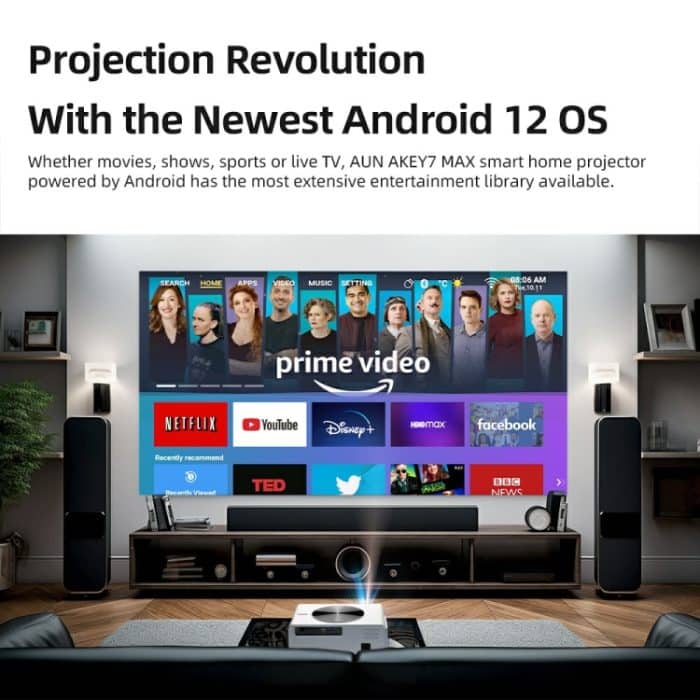 AUN AKEY7 MAX 1920x1080P HD Android LCD-Projektor, US Plug, UK Plug, EU Plug, AU Plug – Bild 6